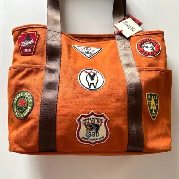 Woolrich x Target Large Patchwork Tote Bag Burnt Orange - Picture 6 of 10